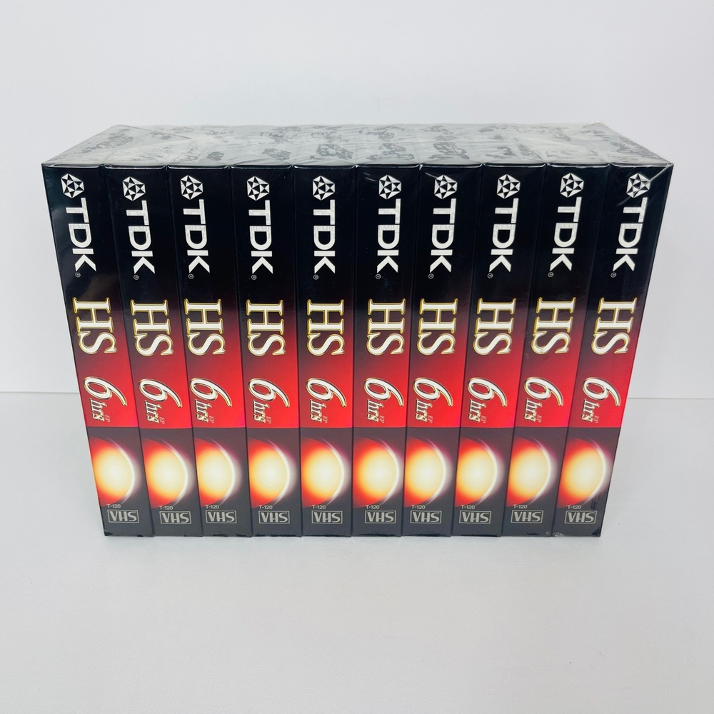 TDK VHS Blank Media 10 Pack T-120 HS Premium Quality 6 Hour Black NEW